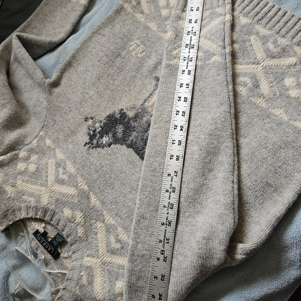Lauren Ralph Lauren Gray Wolf Sweater 100% Lamb's Wool - Picture 6 of 6